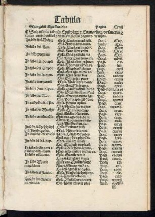 Sequitur nunc tabula Epistolarum et Evangeliorum de sanctis ...