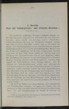 V. Bericht über die Schlachtvieh- und Fleisch-Beschau