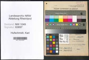 Entnazifizierung Karl Hufschmidt , geb. 22.03.1902 (Gaertner)