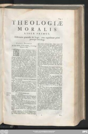 Liber Primus. Dissertatio generalis de Lege, cum expositione primi praecepti Decalogi.