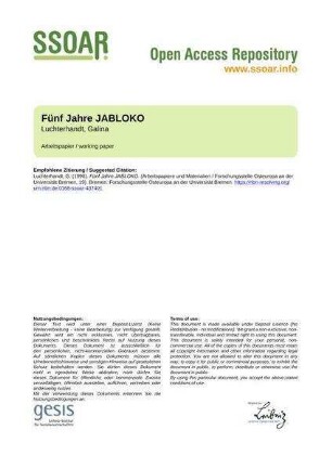 Fünf Jahre JABLOKO