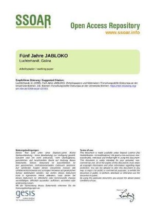 Fünf Jahre JABLOKO