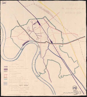 Skizze zum Verkehrslinienplan Benrath-Rhein