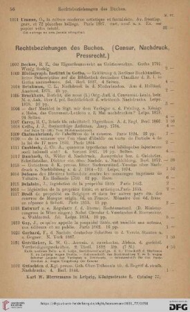 Rechtdbeziehungen des Buches. Censur, Nachdruck, Pressrecht (Nr. 1002 - 1060)