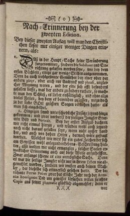 Nach-Erinnerung bey der zweyten Edition.