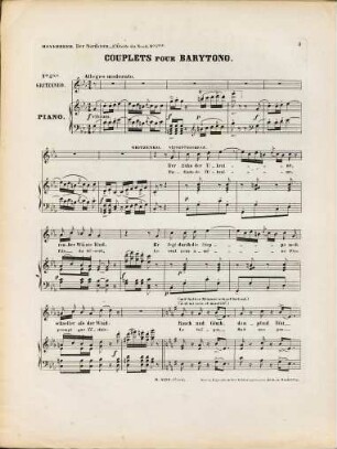 Der Nordstern : opéra comique ; en 3 actes, 5ter. Couplets für Baryton