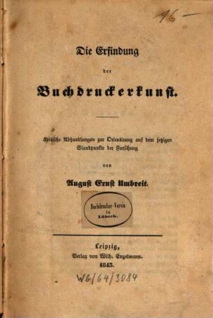 Die Erfindung der Buchdruckerkunst