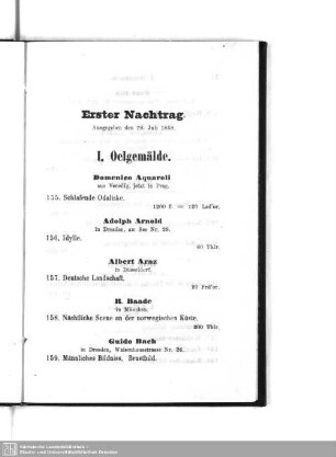Erster Nachtrag : ausgegeben den 28. Juli 1858