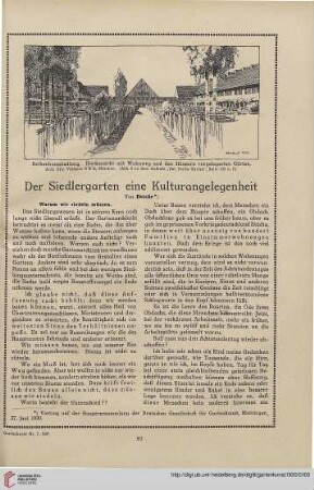 33: Der Siedlergarten eine Kulturangelegenheit