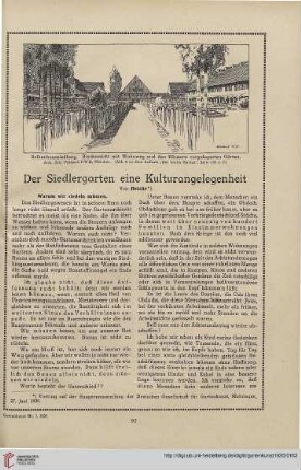 33: Der Siedlergarten eine Kulturangelegenheit