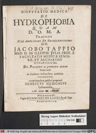 Disputatio Medica De Hydrophobia