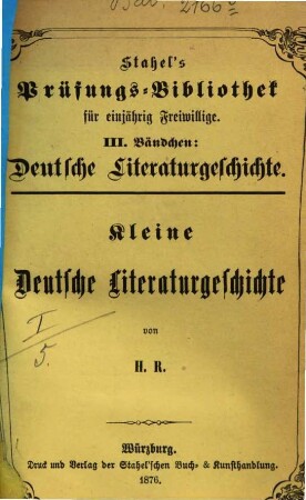 Stahel's Prüfungs-Bibliothek für einjährige Freiwillige : Eine gründliche, kurzgefaßte Vorbereitung zum Examen für den einjährigen Freiwilligendienst, herausgegeben von tüchtigen Fachmännern. 3