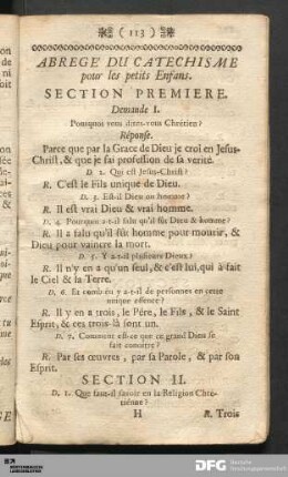 Abrege´ du Catechisme pour les petits Enfans.