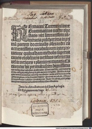 Commentaria pulcherrima in primam et secundam partem doctrinalis Alexandri