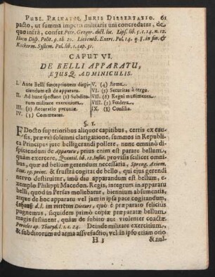 Caput VI. De Belli Apparatu, Eiusque Adminiculis.