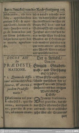 Locus XIII. De Praedestinatione