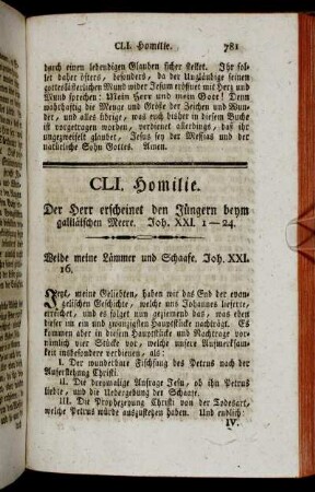 CLI. Homilie. Der Herr erscheinet den Jüngern beym galiläischen Meere. Joh. XXI. 1-24.