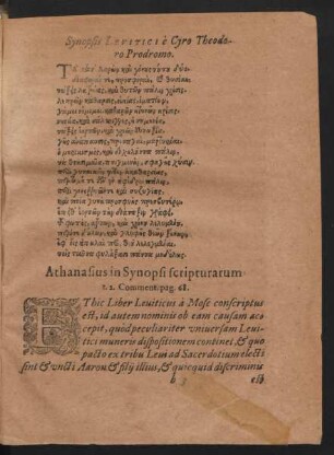 Synopsis Levitice e Cyro Theodoro Prodromo.
