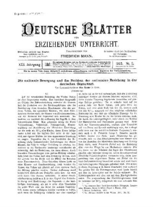 Die nationale Bewegung und das Problem der nationalen Erziehung in der deutschen Gegenwart : (Fortsetzung)