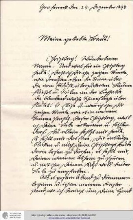 Brief vom 25.12.1898