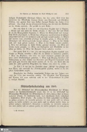 Bibliothekskatalog um 1460