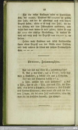 Addiren, Zusammenzählen