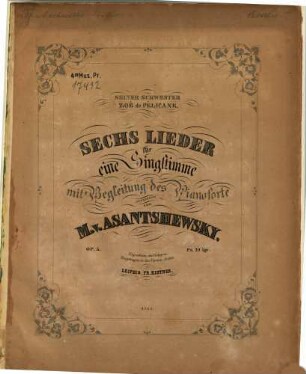 Sechs Lieder für eine Singstimme mit Begleitung des Pianoforte : op. 5