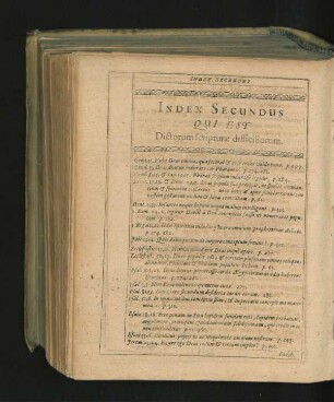 Index Secundus Qui est Dictorum scripturae difficiliorum.