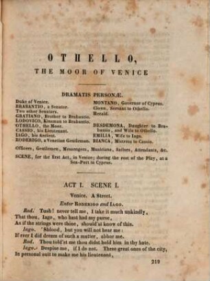 Othello, the moor of Venice : by William Shakespeare