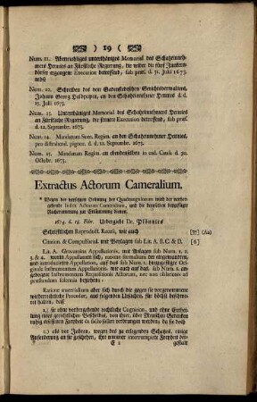 Extractus Actorum Cameralium