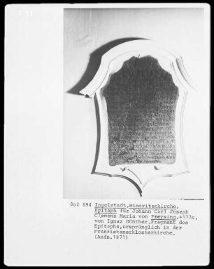 Epitaph für Johann Carl Joseph Clemens Maria von Preysing