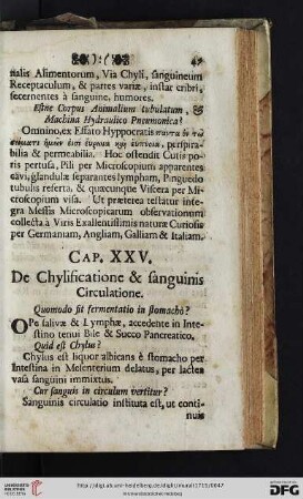 Cap. XXV. De Chylificatione & sanguinis Circulatione