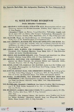 VI. Neue Deutsche Buchkunst (Nr. 1026-1302)
