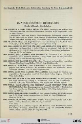 VI. Neue Deutsche Buchkunst (Nr. 1026-1302)