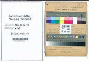 Entnazifizierung Heinrich Schauf , geb. 09.02.1897 (Schlosser)