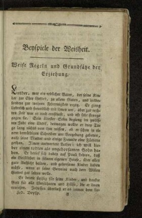 Beyspiele der Weisheit.