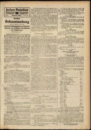 Zweite Ausgabe vom Samstag, den 14. April 1917.