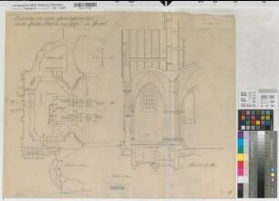 Soest (Soest) Hohnekirche (St. Maria zur Höhe) Heizungseinbau (Entwurf) Grundriß, Schnitt 1928 1 : 50 56 x 69 Zeichnung Staatshochbauamt Soest