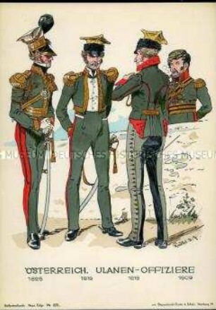 Uniformdarstellung, Offiziere des Ulanen-Regiments, Kaiserreich Österreich, 1809/1825.
