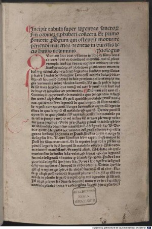 [Jncipiunt lege[n]de sanctoru[m]