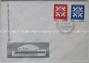 Ersttagsbrief mit Sondermarke und -stempel zum Weltfriedenskongress in Helsinki 1965