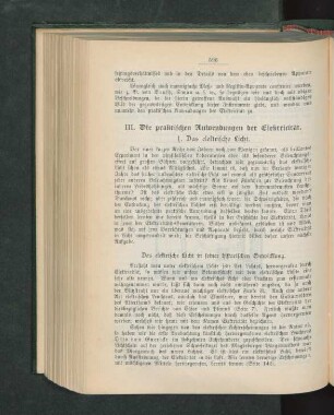 III. Die praktischen Anwendungen der Elektricität