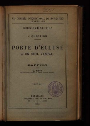 2,2,[2]: Porte d'écluse a un seul vantail : Rapport
