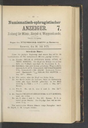 7. 30. Juli 1873