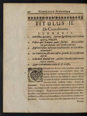 Titulus II. De Concubinatu