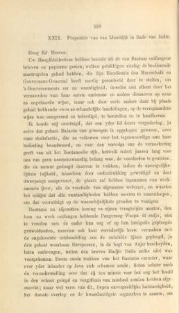 XXIX. Propositie van van IJsseldijk in Rade van Indie