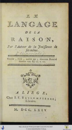La langage de la raison