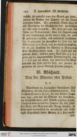 III. Abschnitt: Von der Minerva oder Pallas