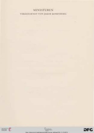 Miniaturen, verzeichnet von Jakob Rosenberg (Nr. 19-24)
