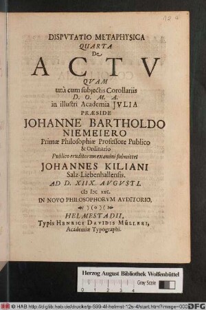 Disputatio Metaphysica Quarta De Actu